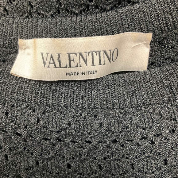 VALENTINO BLACK BOW DETAIL LONG SLEEVED SHEER KNIT DRESS - Picture 4 of 4